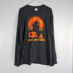 Happy Camp-o-ween Long Sleeve Halloween Camping T-Shirt Unisex XL